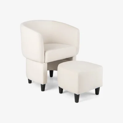 The Range Upholstered Velvet Barrel Chair - White