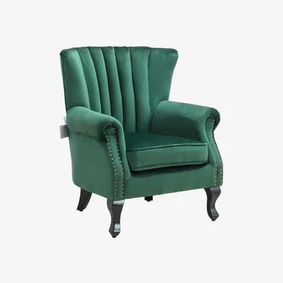 The Range Occasional Armchair Sofa Chair in Velvet Upholstery - Green