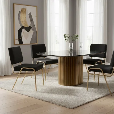 The Range Lexa Black Linen Chair - Black