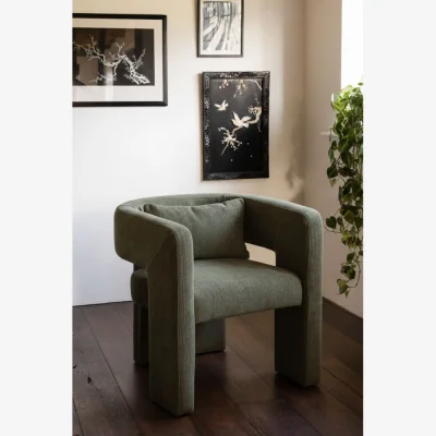 Rockett St George Modern Green Accent Chair with Bolster Cushion