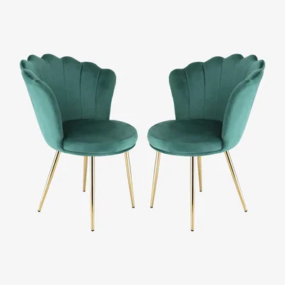 The Range Daisy Velvet Accent Chairs Set of 2 - Green