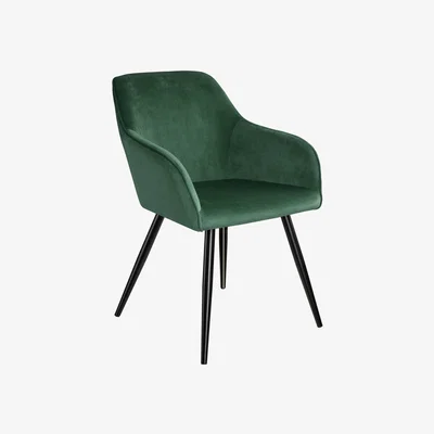 The Range Accent Chair Marilyn, Set of 6 with Black Legs - Dark Green & Black