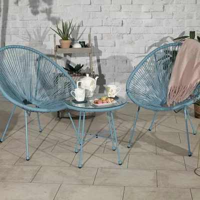 The Range MONACO Blue 3 Piece Egg Chair Set - Blue