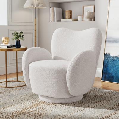 The Range Teddy Fleece Swivel Chair with Curved Back and Cosy Design - White