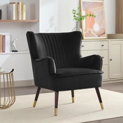 The Range Madison Velvet Fabric Accent Chair - Black