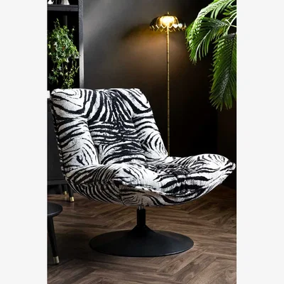 Rockett St George Zebra Print Velvet Swivel Chair