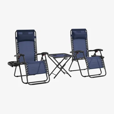 The Range 3PCS Zero Gravity Chairs and Table Set - Navy Blue