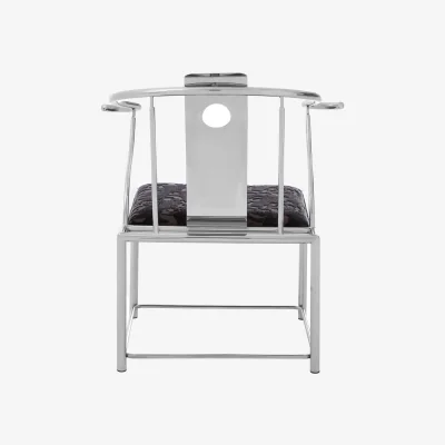 The Range Yasmin Black Velvet And Steel Chair - Silver