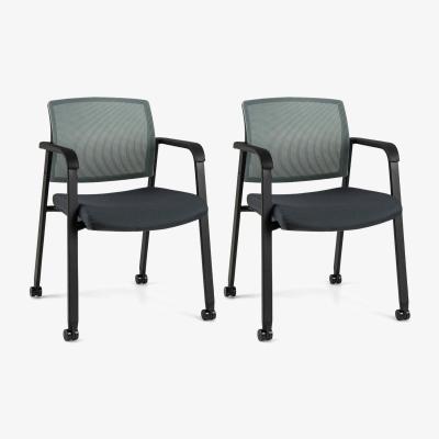 The Range Set of 2 Conference Chairs Stackable Reception Chairs - Grey