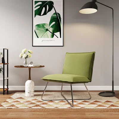 The Range Upholstered Metal Base Accent Chair - Green