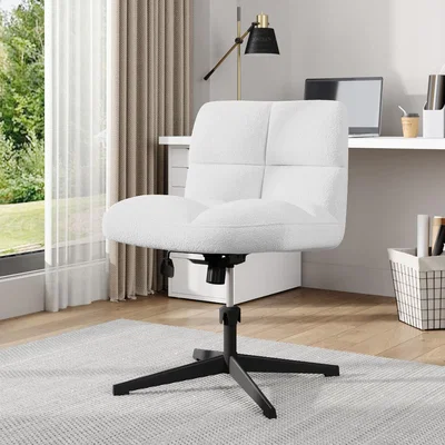 The Range Teddy Fleece Leisure Chair with Sturdy Iron Base - White