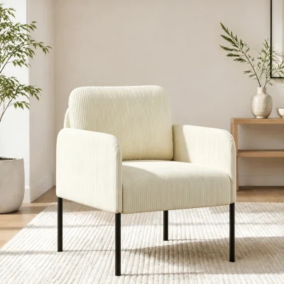The Range Yaheetech Corduroy Accent Chair with Oversized Wide Seat - Beige
