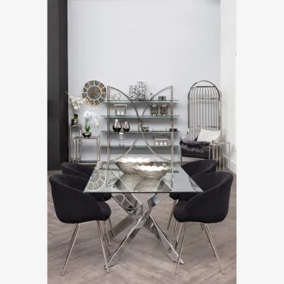 The Range Vogue Black and Silver Velvet Chair - Black