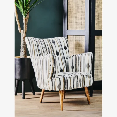 The Range Cefena Black and White Chair With Flared Arms - Black & White