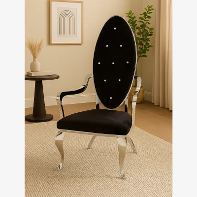 The Range Novara Silver Baroque Chair - Black