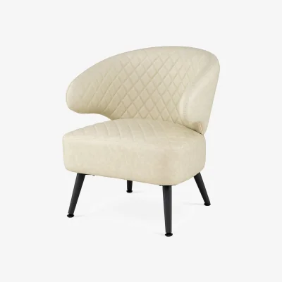 The Range Mid Century Modern Upholstered Accent Chair with Comfy PU Leather - White