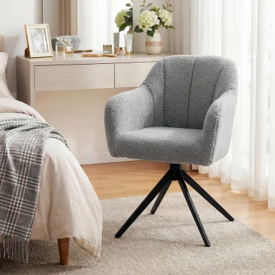 The Range HOMCOM 360 Degree Swivel Accent Chair with Steel Legs for Bedroom - Grey