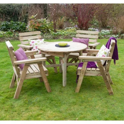 The Range Abbey Round Table And Four Chair Set