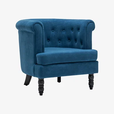 The Range Velvet Velour Single Tub Chair - Blue