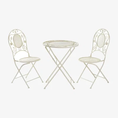 The Range Bistro Balcony Furniture Set Round Table and 2 Chairs - WHITE