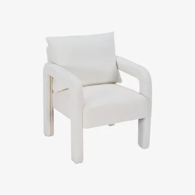 The Range Teddy Fleece Accent Chair with Lumbar Pillow for Living Room - White