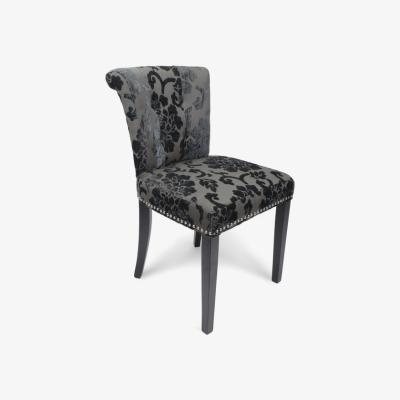 The Range Pair of Sandringham Baroque Velvet Charcoal Accent Chairs - Charcoal