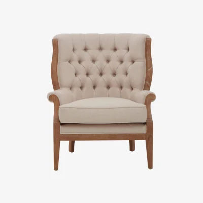 The Range Cabra Cream Chair with Tufted Back - Cream