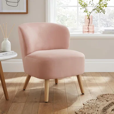 The Range Evie Velvet Accent Chair - Blush Pink