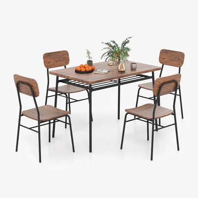 The Range 5-Piece Rectangular Table Chair Set - Brown