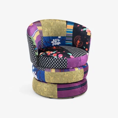 The Range Multicoloured Patchwork Tilly Accent Swivel Chair - Purple