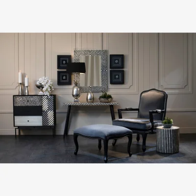 The Range Rococo Grey Velvet Chair And Footstool - Grey