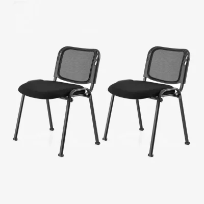 The Range Set of 2 Stackable Ergonomic Mesh Conference Chairs - Black