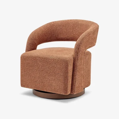 The Range Odessa Fabric Swivel Accent Chair - Orange