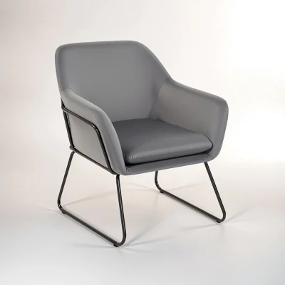 The Range Xander Grey Velvet and Black Frame Accent Chair - Grey