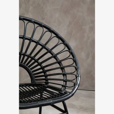 The Range Java Black Natural Rattan Flared Back Chair - Brown