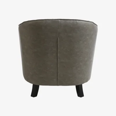 The Range Derby Grey Faux Leather Tub Chair With Footstool - Grey