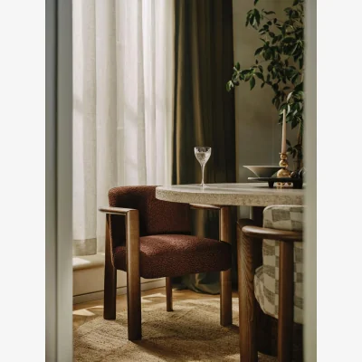 Soho Home Aria Dining Chair, Boucle Jacquard, Aubergine, UK
