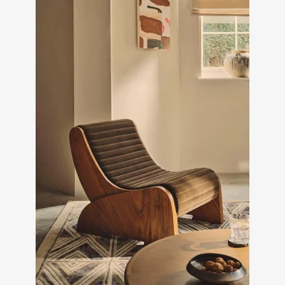 Soho Home Sullivan Armchair, Velvet, Chocolate, UK
