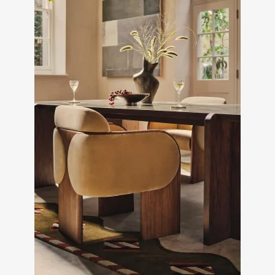 Soho Home Eddie Dining Chair, Velvet, Camel, UK