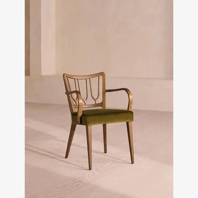 Soho Home Leonie Armed Dining Chair, Velvet, Olive