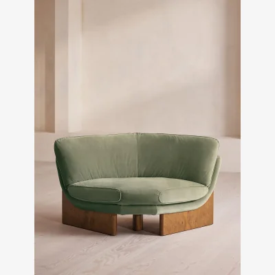 Soho Home Tellis Corner Chair, Velvet, Seafoam, UK