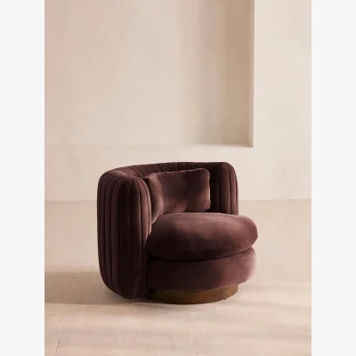 Soho Home Vivienne Armchair, Velvet, Aubergine, UK