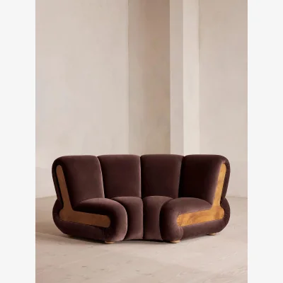 Soho Home Noelle Modular Curved Armchair, Velvet, Aubergine, UK
