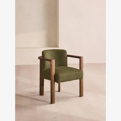Soho Home Aria Dining Chair, Wool Linen, Moss, UK