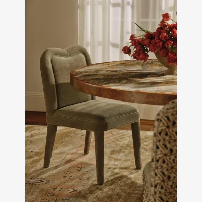 Soho Home Pair of Keira Dining Chair, Linen Chenille, Sage, UK