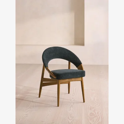 Soho Home Lachlan Dining Chair, Linen Chenille, Deep Teal, UK