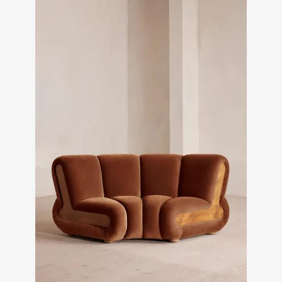 Soho Home Noelle Modular Curved Armchair, Velvet, Cinnamon, UK