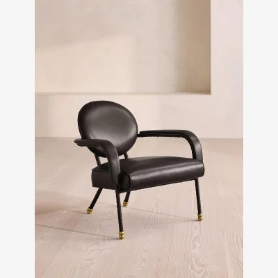Soho Home Milo Armchair, Leather, Black UK