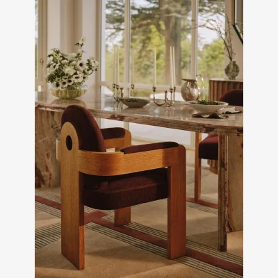 Soho Home Emerson Dining Chair, Linen Chenille, Bordeaux, UK