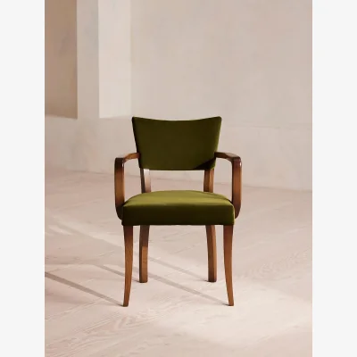 Soho Home Molina Dining Armchair, Velvet, Olive, UK